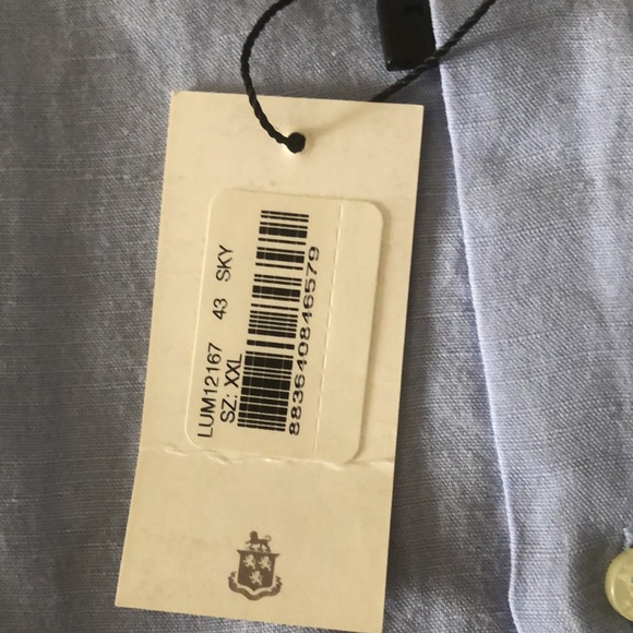 New with Tag Robert Talbott periwinkle blue linen XXL button down shirt - Picture 2 of 10